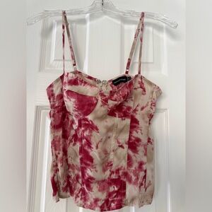 PrettyLittleThing Red and Cream Tie-Dye Camisole